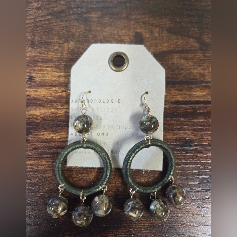 Anthropologie Olive and Neutral Earrings